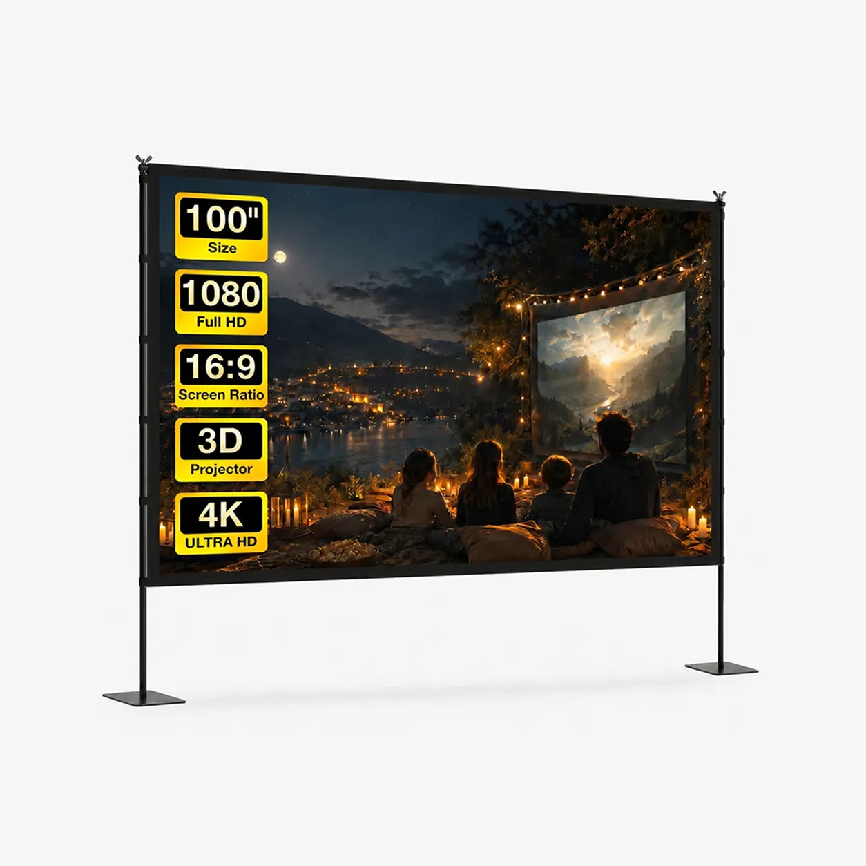 100 Inch Projector Screen with Stand