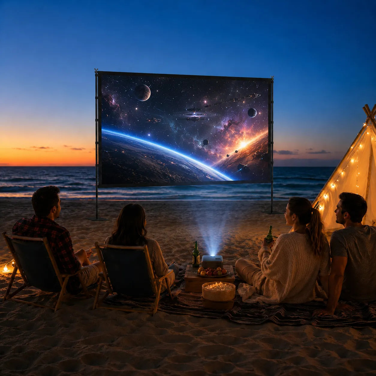 120 Inch Projector Screen with Stand