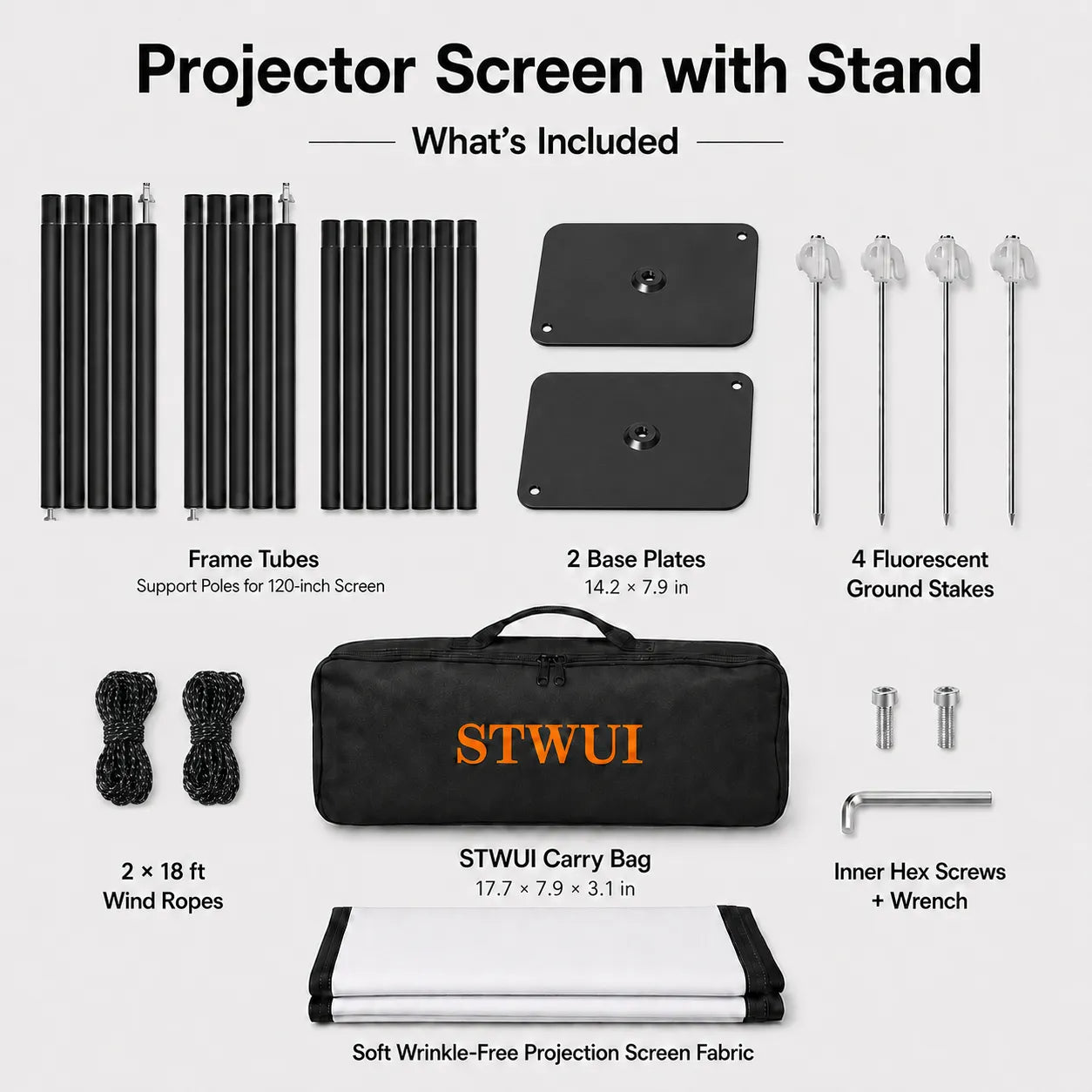 120 Inch Projector Screen with Stand