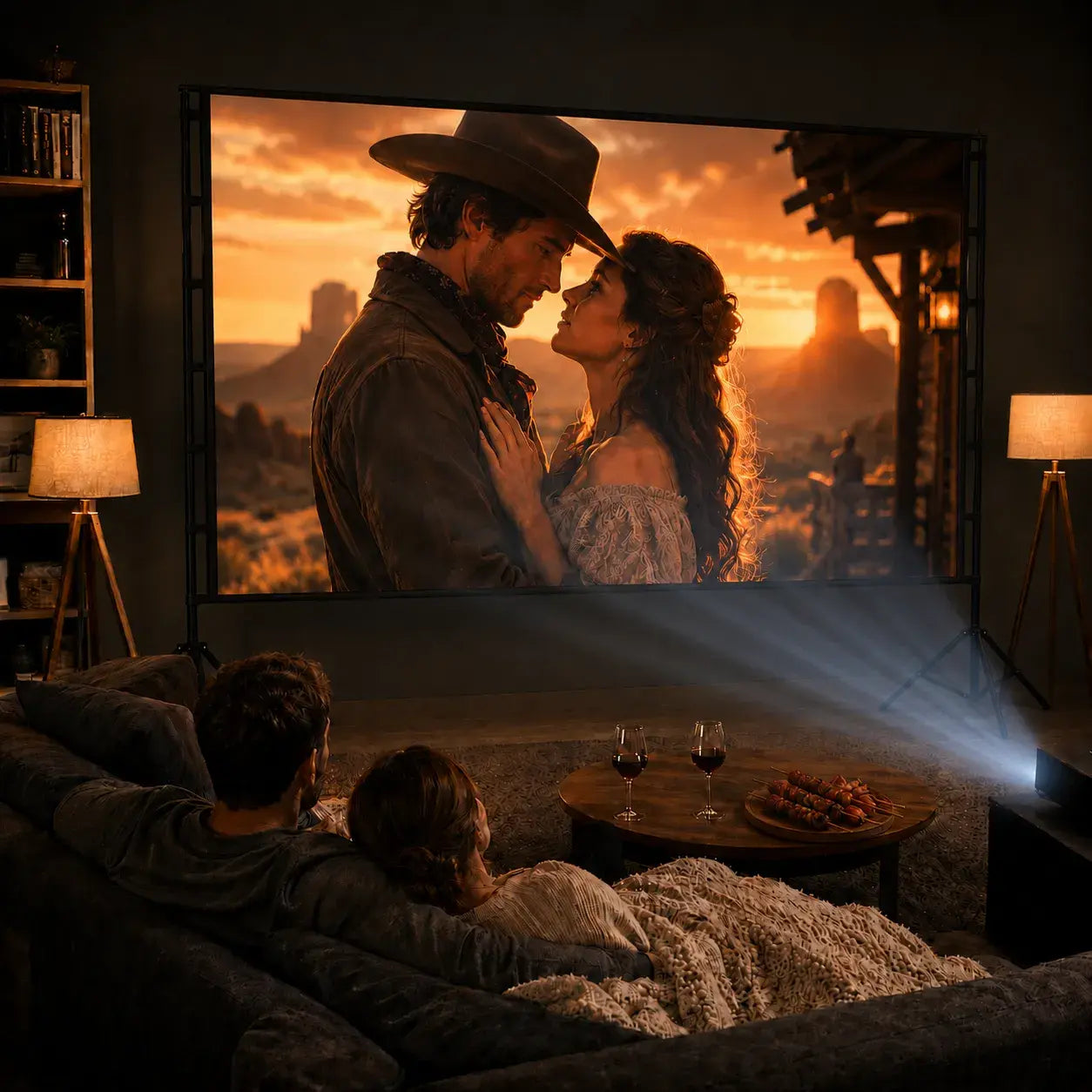 STWUI 150-inch portable projector screen with stand and world cup