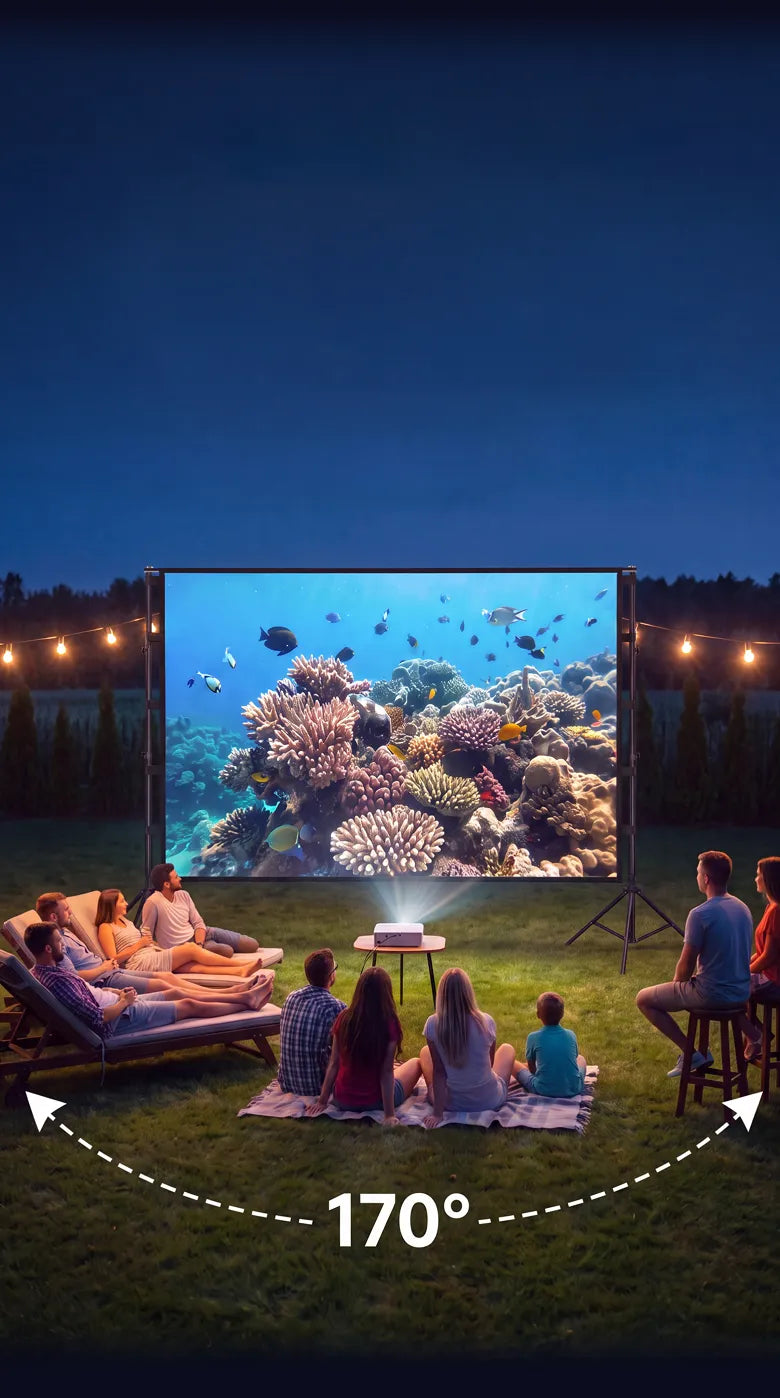 STWUI projector screen with 170° ultra-wide viewing angle for family and friends seated at any position