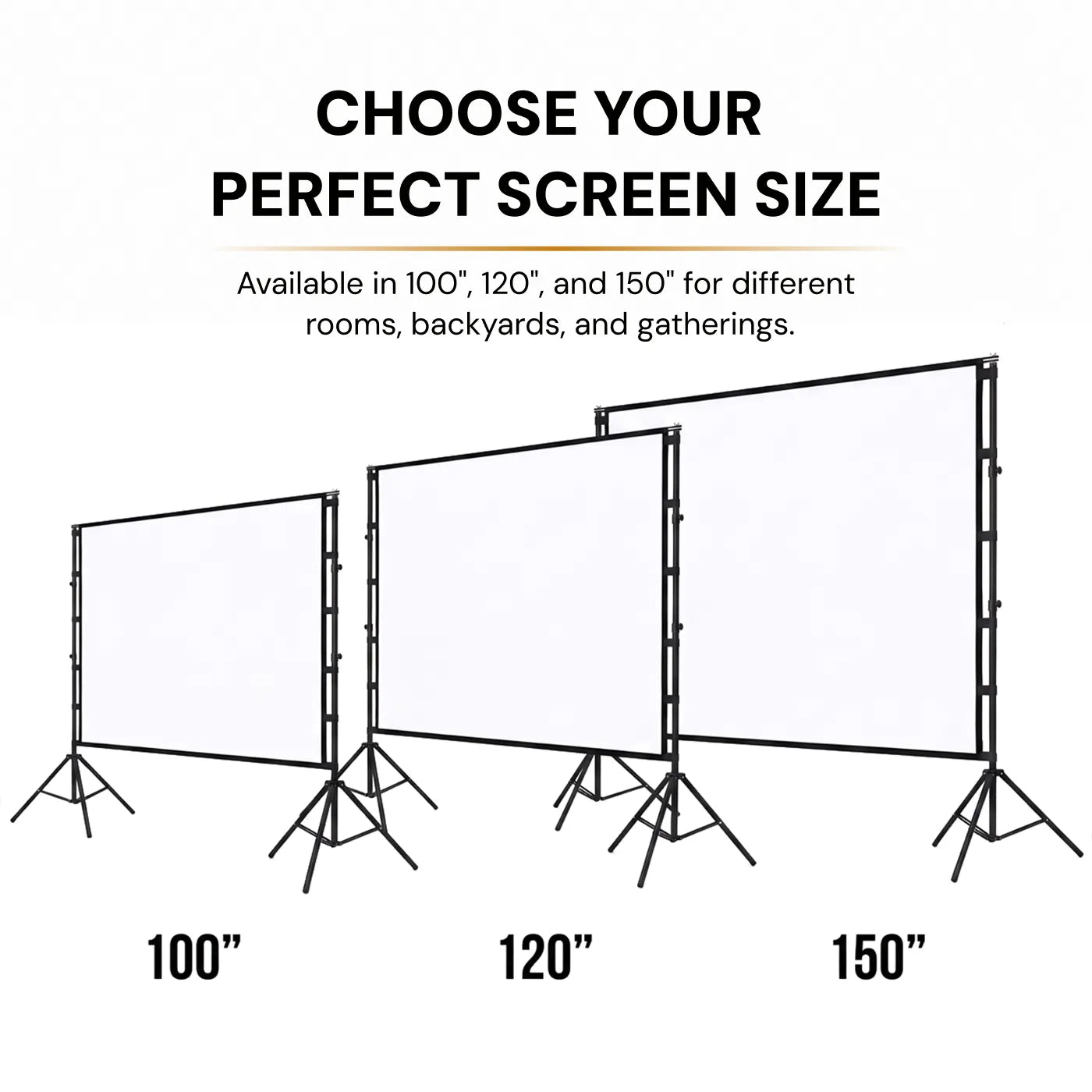 STWUI projector screen displaying a scarlet macaw in the rainforest, showing 1080p/4K UHD clarity, 1.1 gain, and 170° view angle